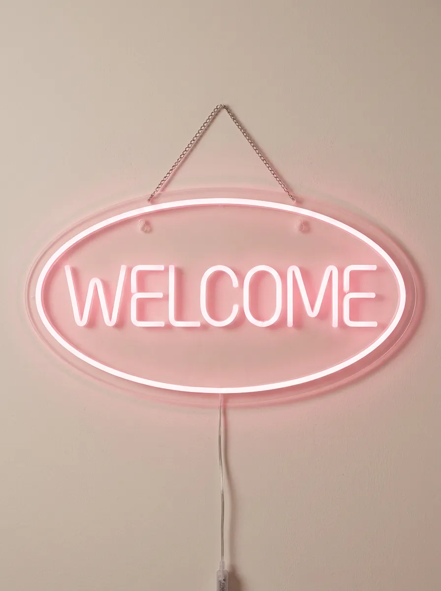 Hanging Welcome Neon Sign