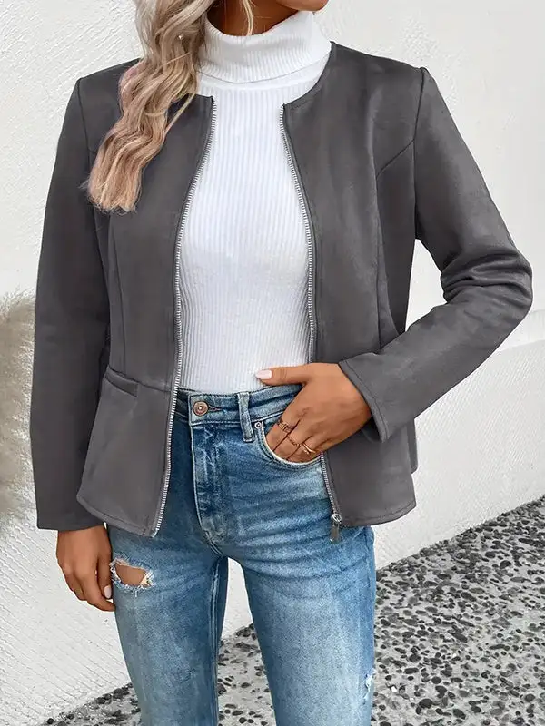 Zip Front Jacket Relaxed Fit