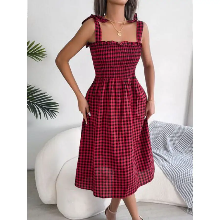 Frill Square Neck Midi Dress