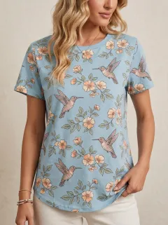 Hummingbird Women's Loose Printed T-Shirt