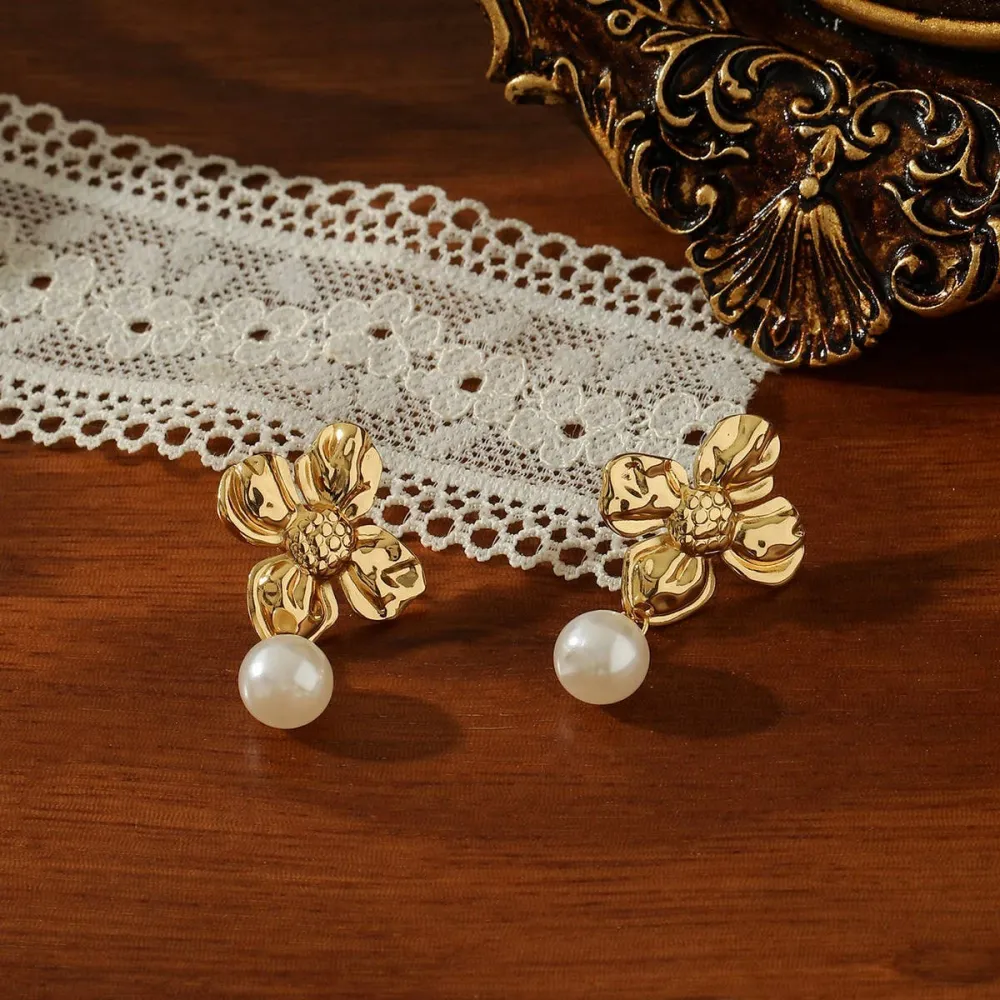 Beaded Titanium Steel Vintage Earrings