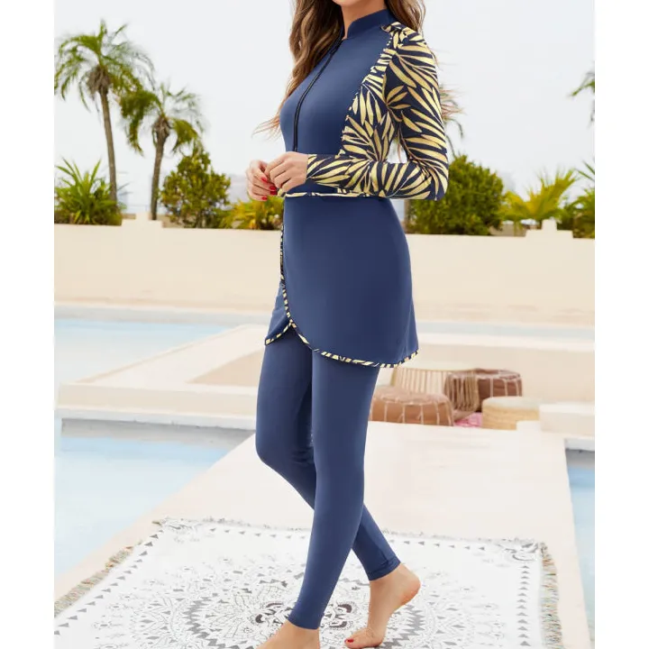Women's Long-Sleeve Skirt Printed Swim Set