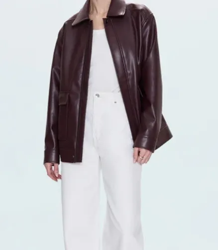 Zip Front Leather Jacket
