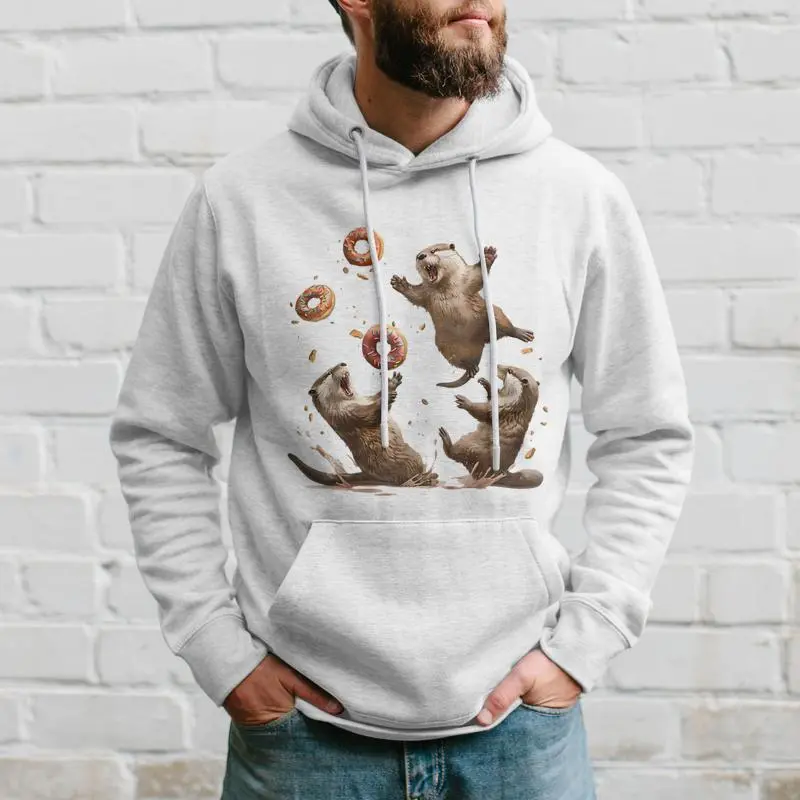 Otter Chaos Bagel Fighting Sea Otters Pun Animal Lover Hoodie