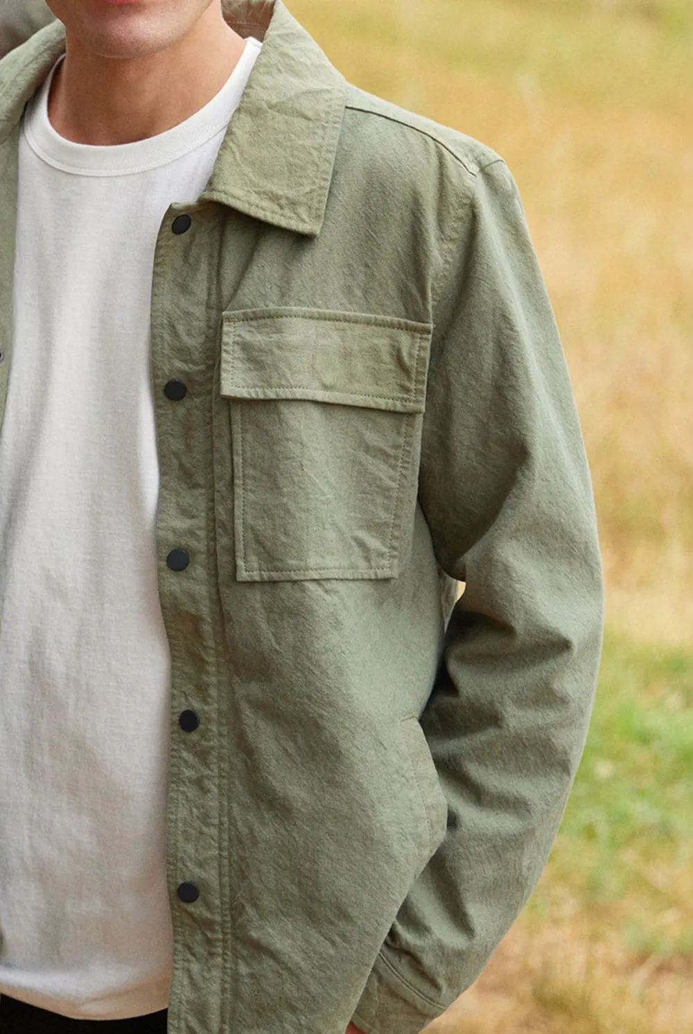 Textured Cotton Casual Utility Shirt Jacket