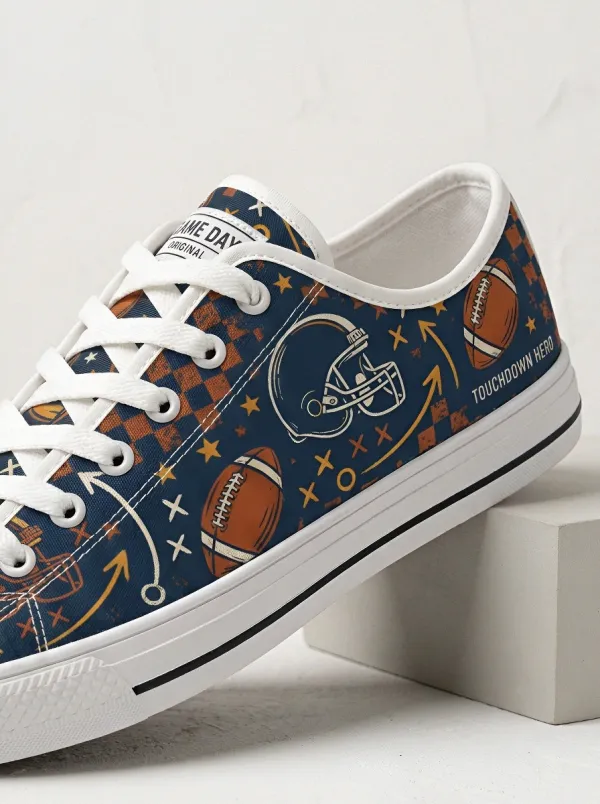 Everyday Unisex American Football Fan Touchdown Helmet Printed Sneakers