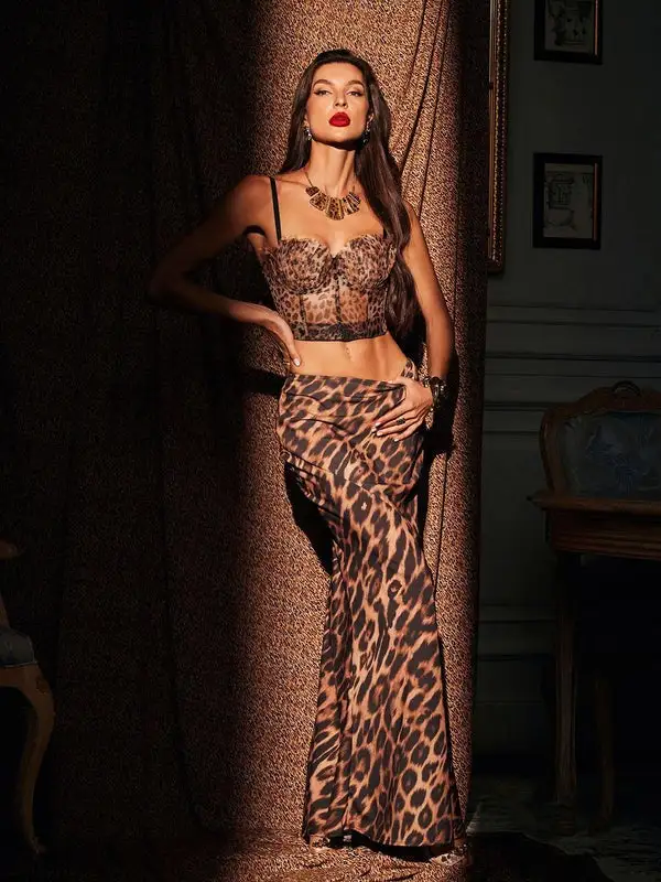 Mitchell Spaghetti Leopard Print Top