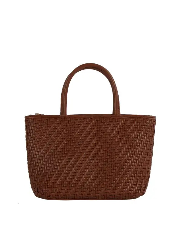 Woven Faux Leather Tote Bag