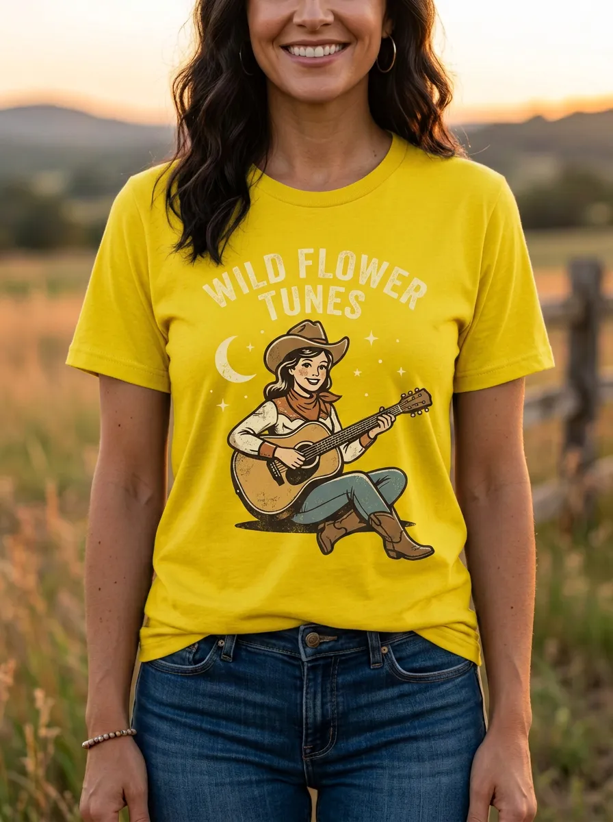 Country-Road Guitar Country Music Crewneck T-Shirt