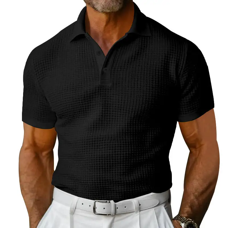 Waffle Texture Pique Fitted Polo Shirt