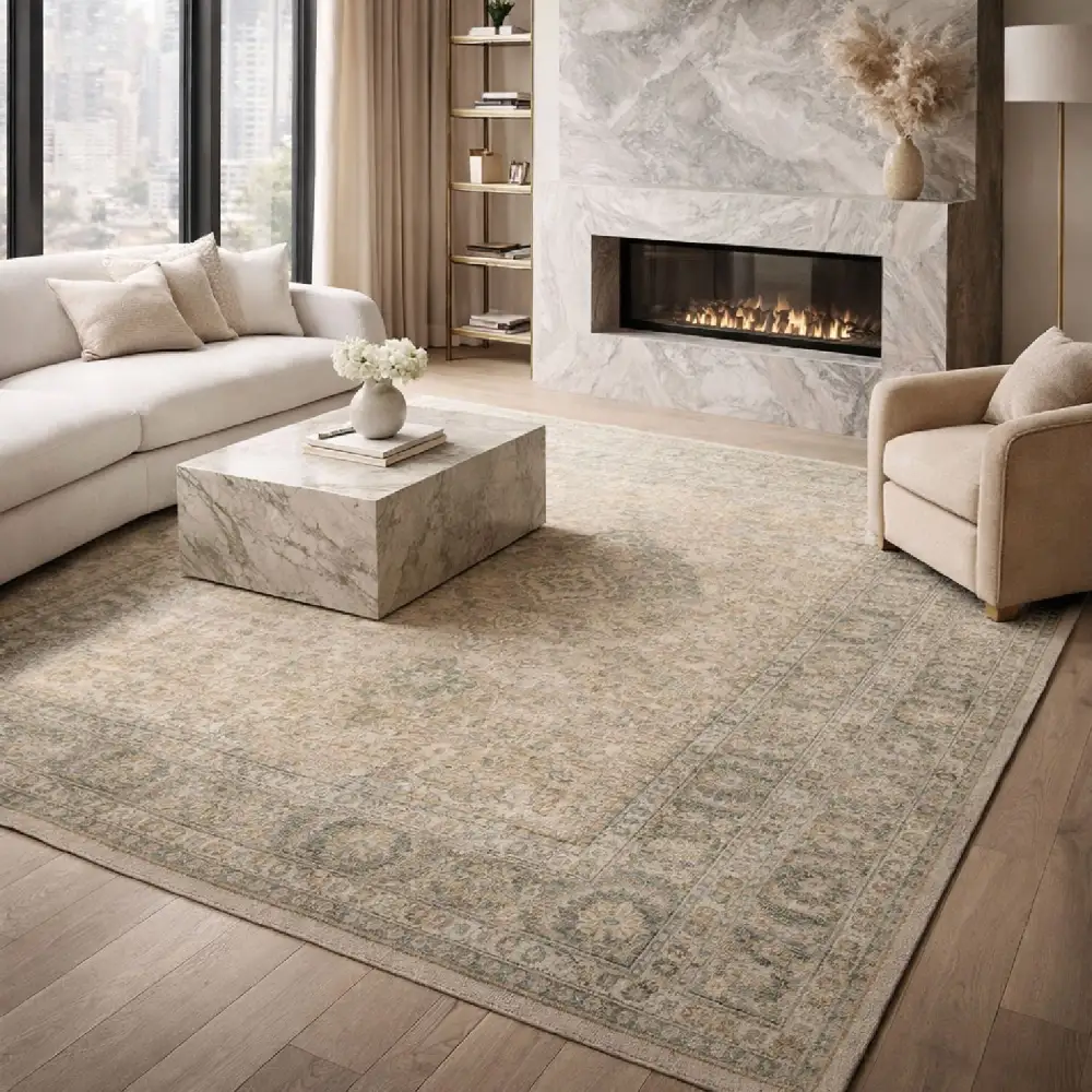 Wool Floral Print Carpet
