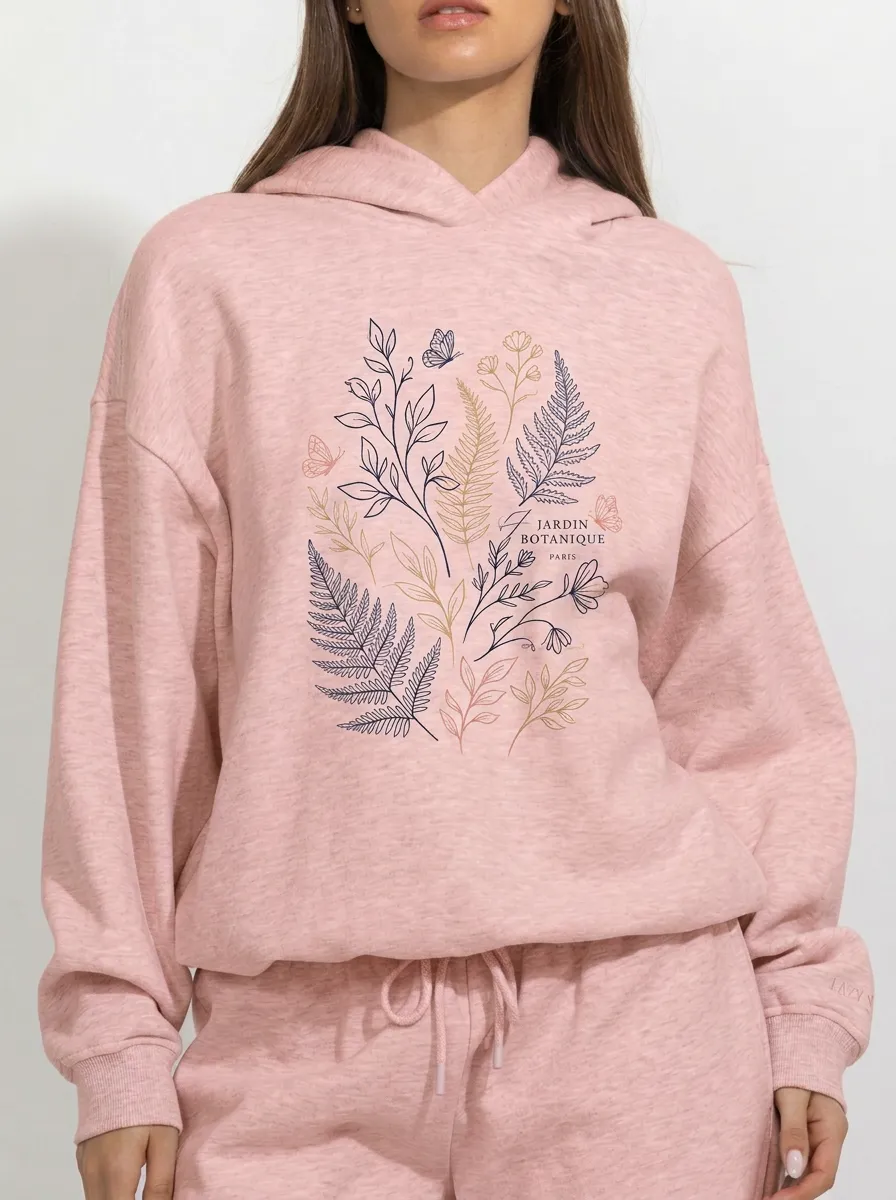 Women's Botanical Garden Butterfly Floral Printed Hoodie
