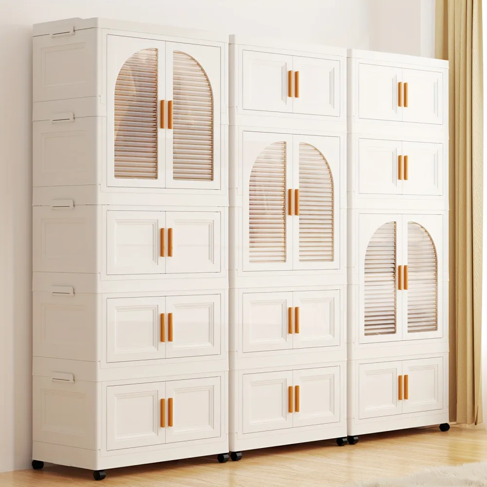 Multi-Layer Modular Storage Cabinet with Hangers & Hooks, Home Organizer for Clothes and Toys