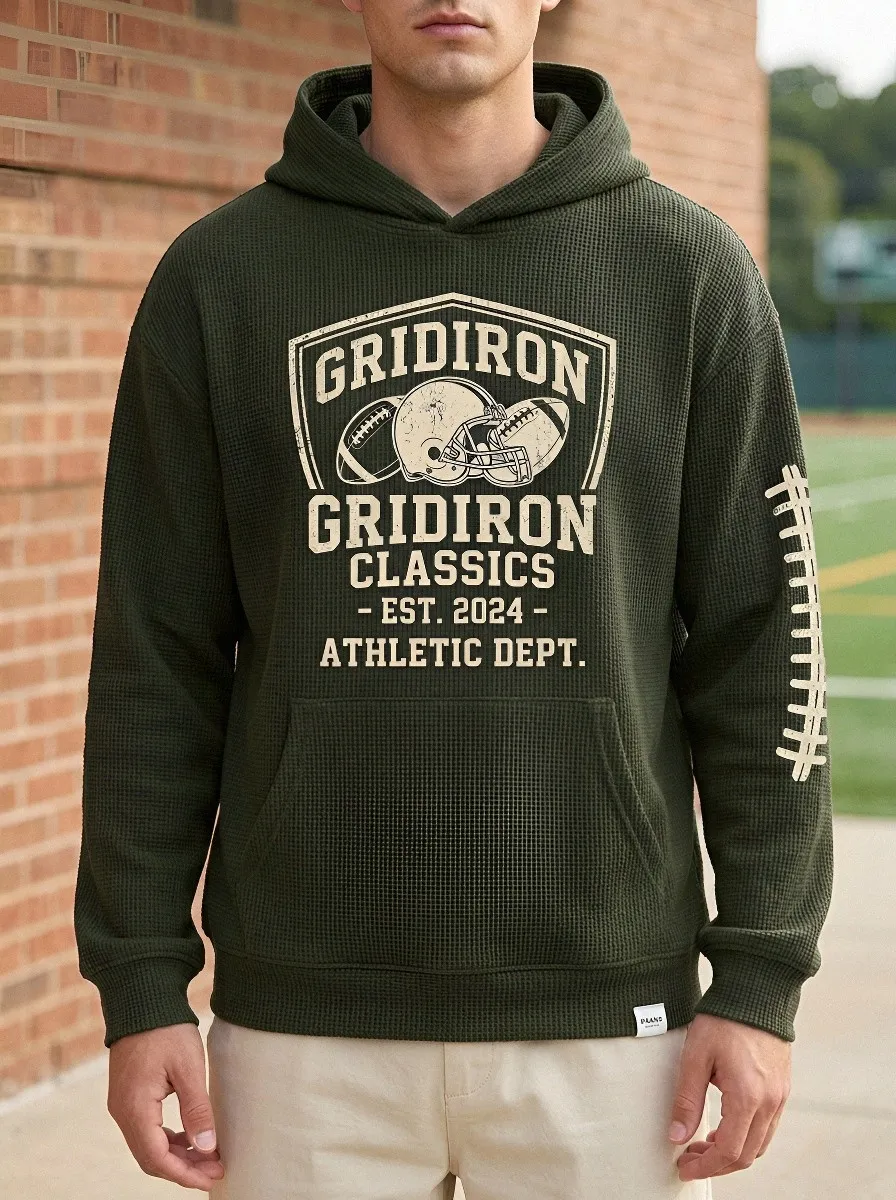 Men's American Football Gridiron Classics Printed Waffle Hoodie
