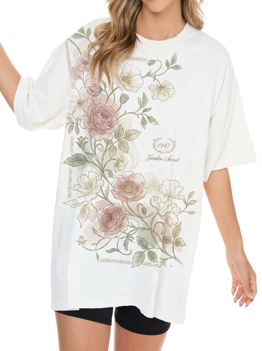 Women's Floral Garden 1947 Jardin Secret Printed T-shirt