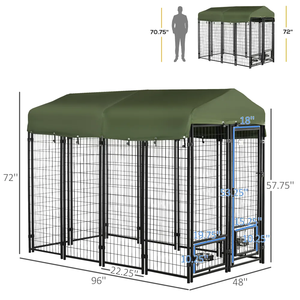 High-Durability Outdoor Dog Kennel with Canopy, Perfect for Outdoor Pet Management in Various Weathers