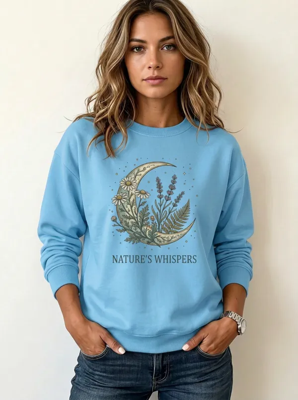 Nature Lover Celestial Moon Floral Sweatshirt
