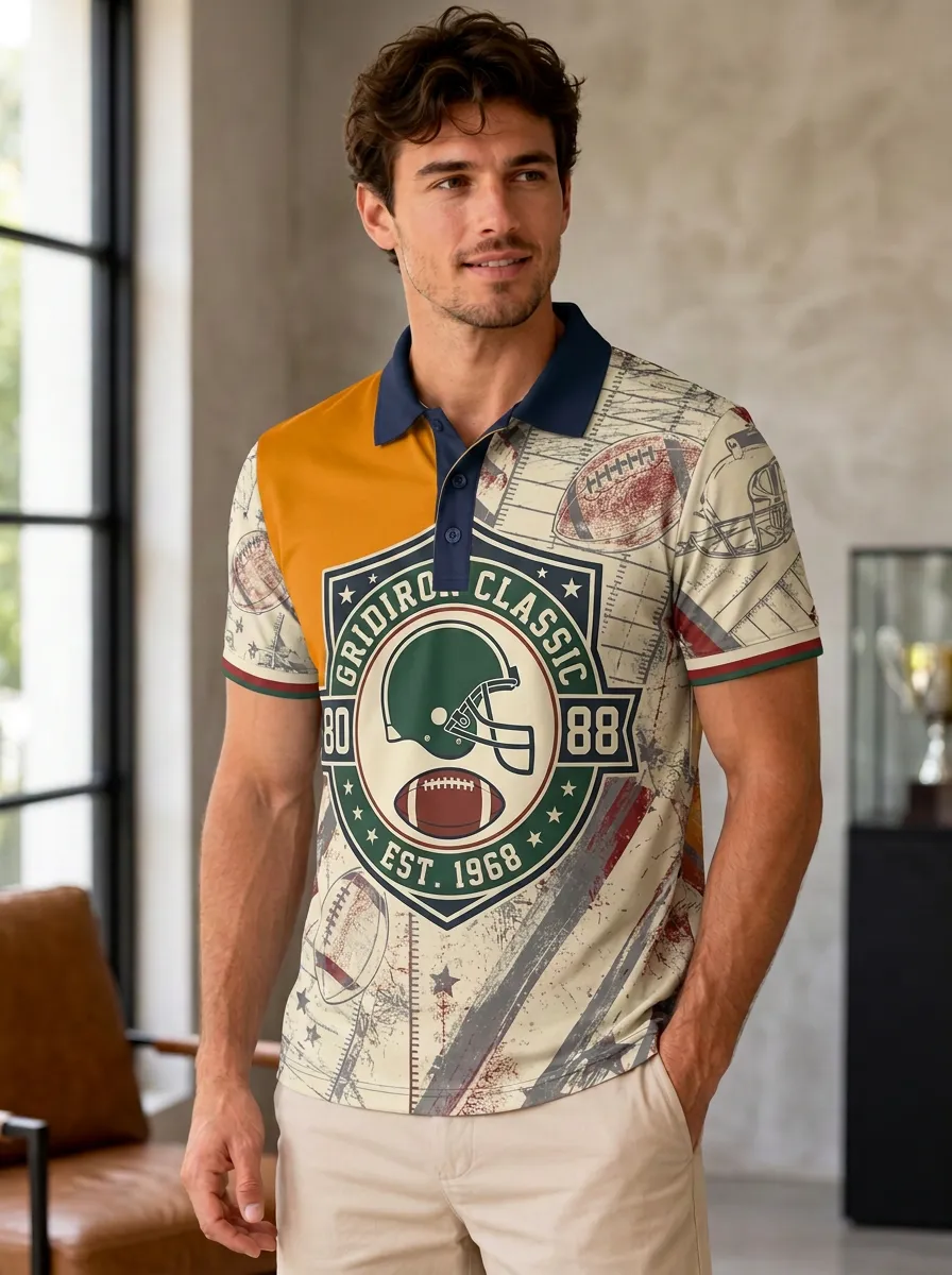 Men's Statement Gridiron Helmet Polo Shirt