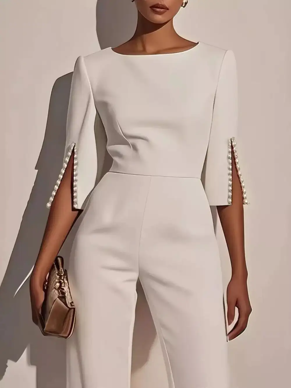 Wide Leg Slit Sleeve Jumpsuit
