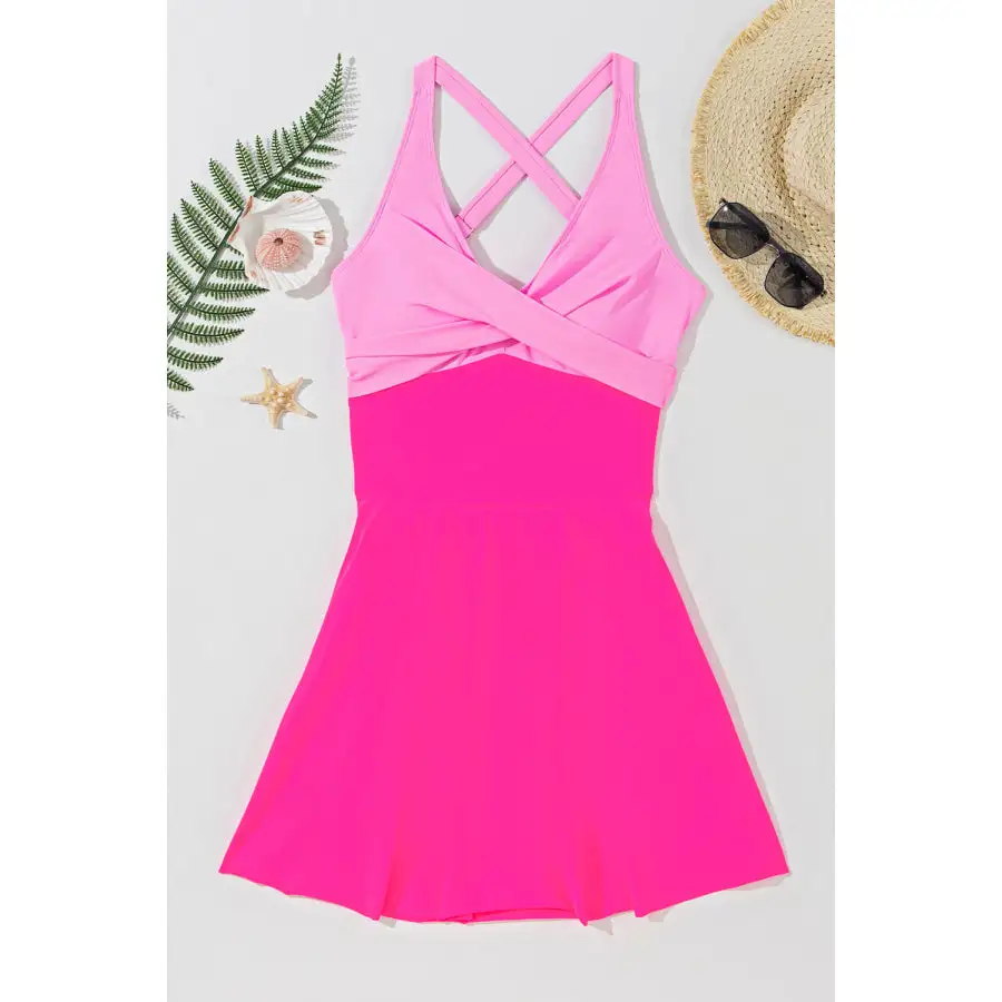 Women's V-Neck Crisscross One-Piece Swimsuit