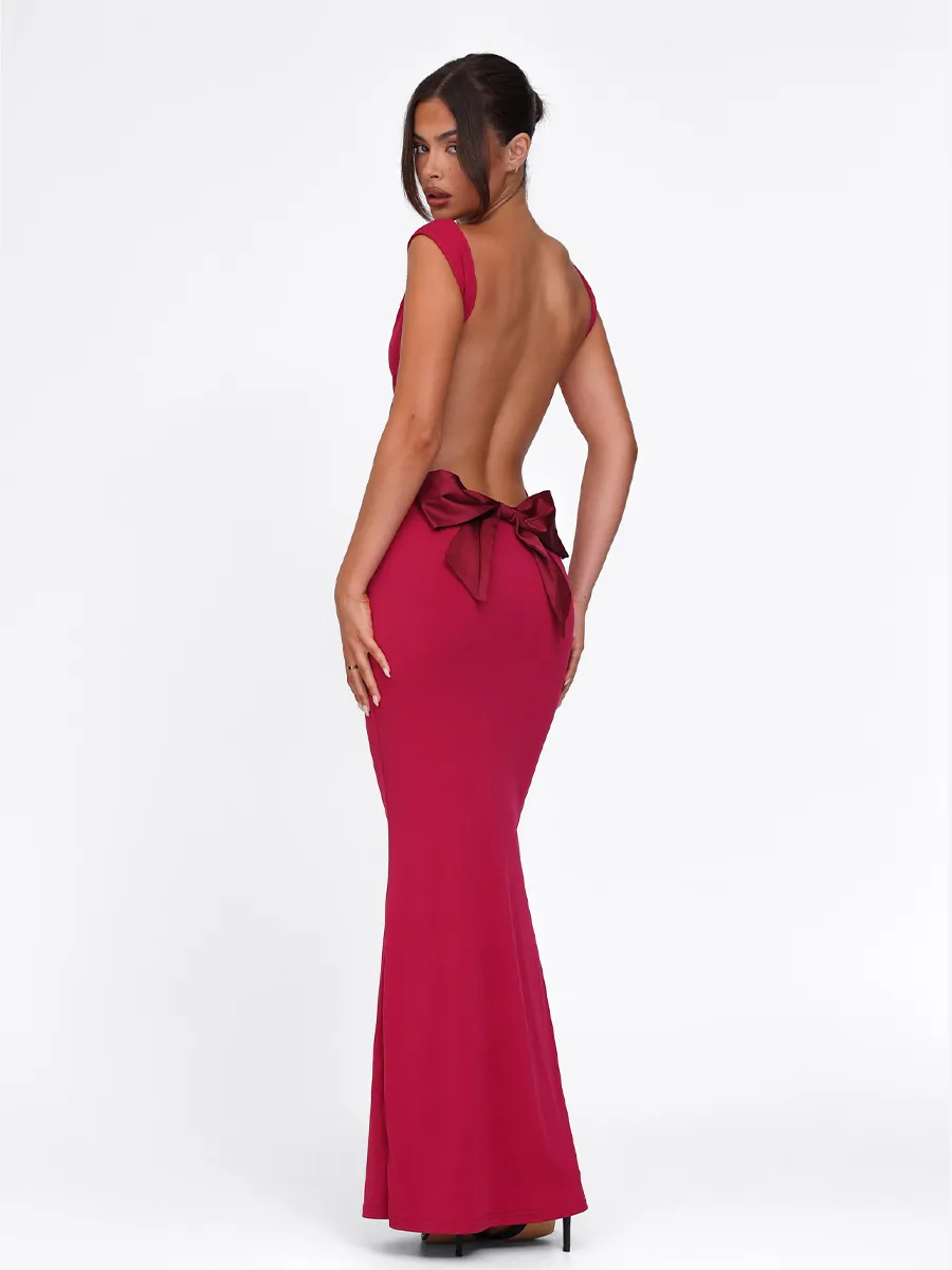 Alma Backless Bow Maxi Dress