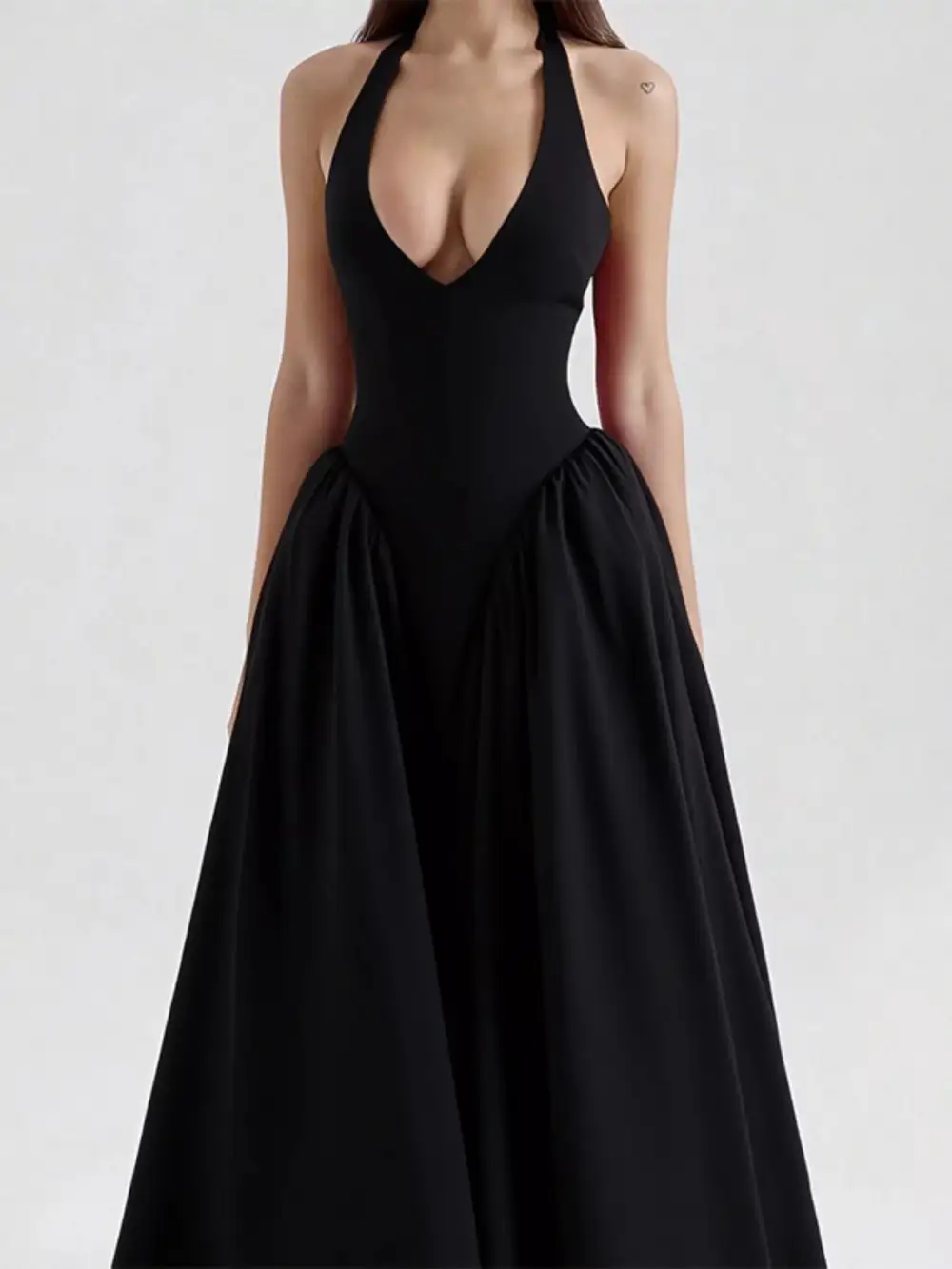 Halter Neck Midi Dress with Pockets