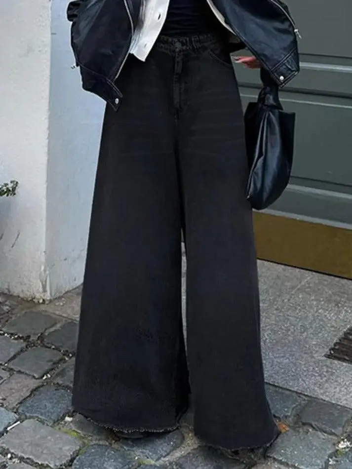 Vintage Wash Wide Leg Flare Boyfriend Jeans