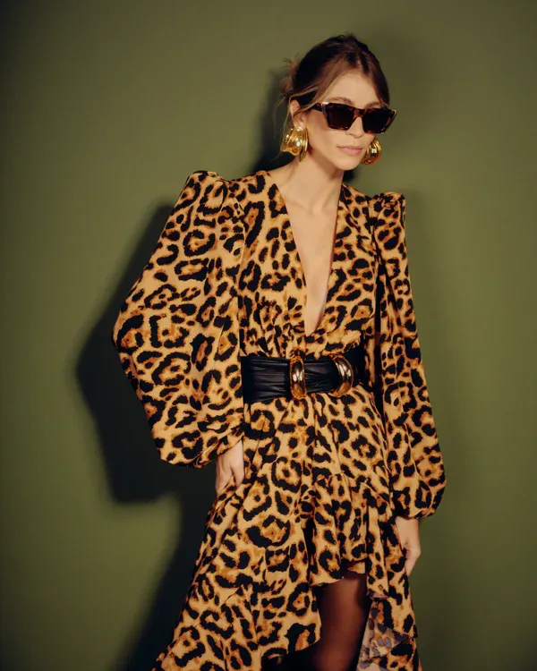 Vestido Animal Print Assimetrico