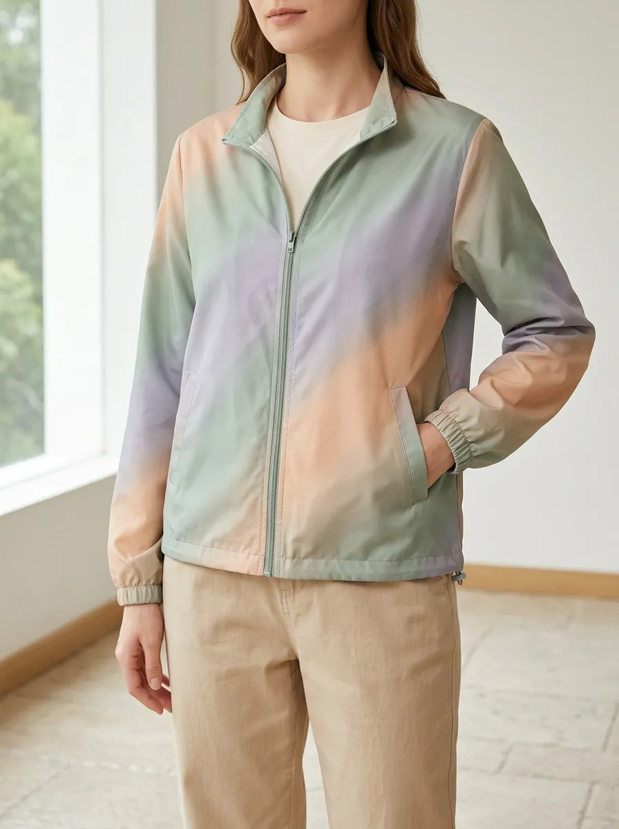 Women's Pastel Ombre Gradient Printed Jacket