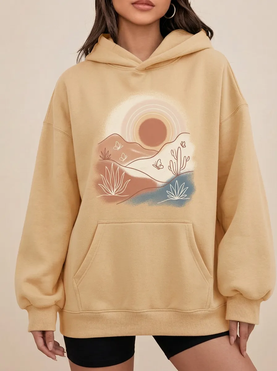 Boho Desert Nature Butterfly Hoodie