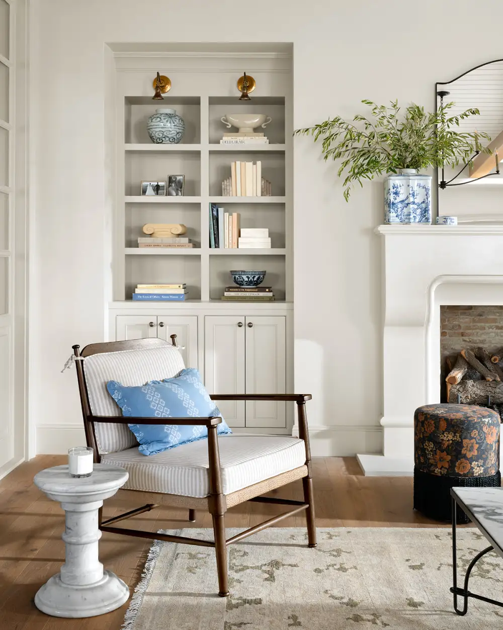 Upholstered Wood Lounge Chair