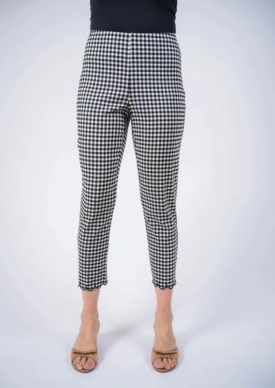 Cotton Gingham Pull-On Slim Fit Pants