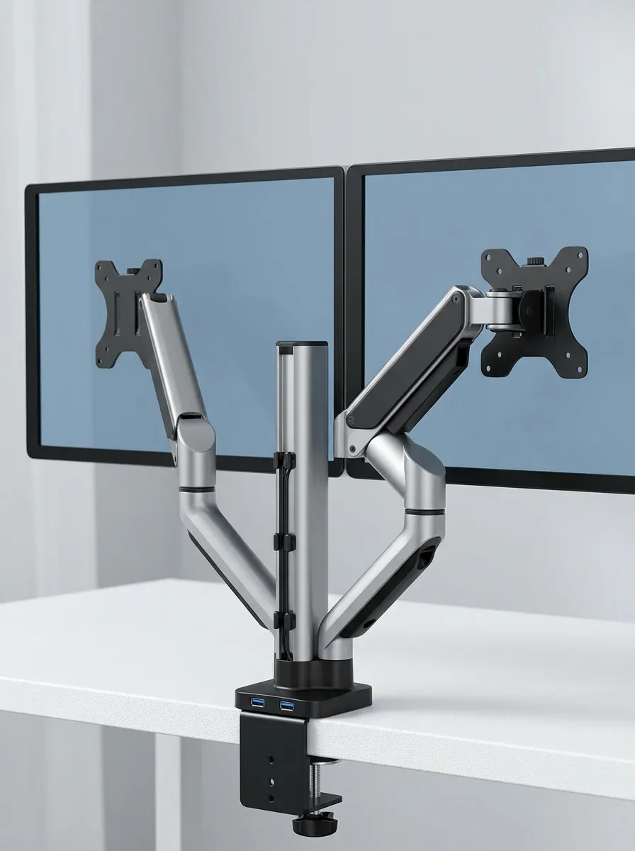 Dual Monitor Adjustable Aluminum Desk Mount