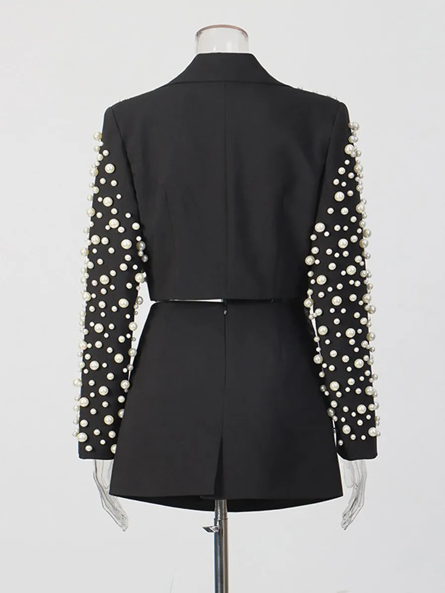 Aida Irregular Beaded Blazer & Skirt Set