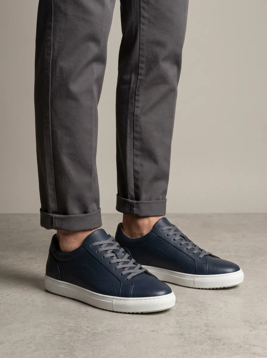 Men's Minimalist Wavy Stitched Leather Casual Shoes