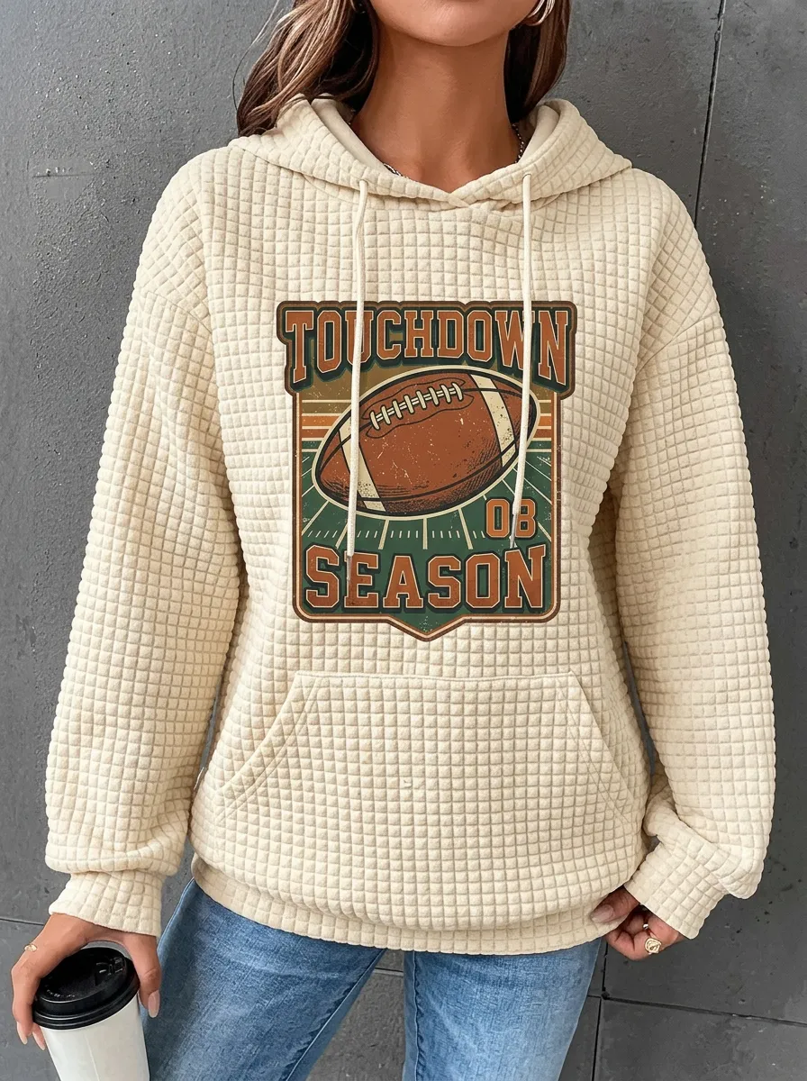 Women's American Football Touchdown Season Graphic Printed Hoodie