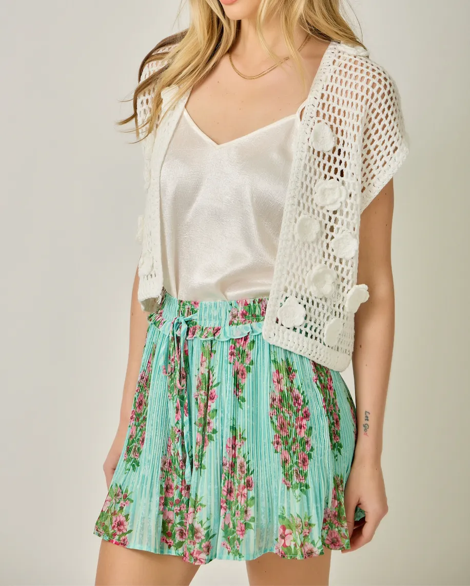 Crochet Floral Open Front Cardigan