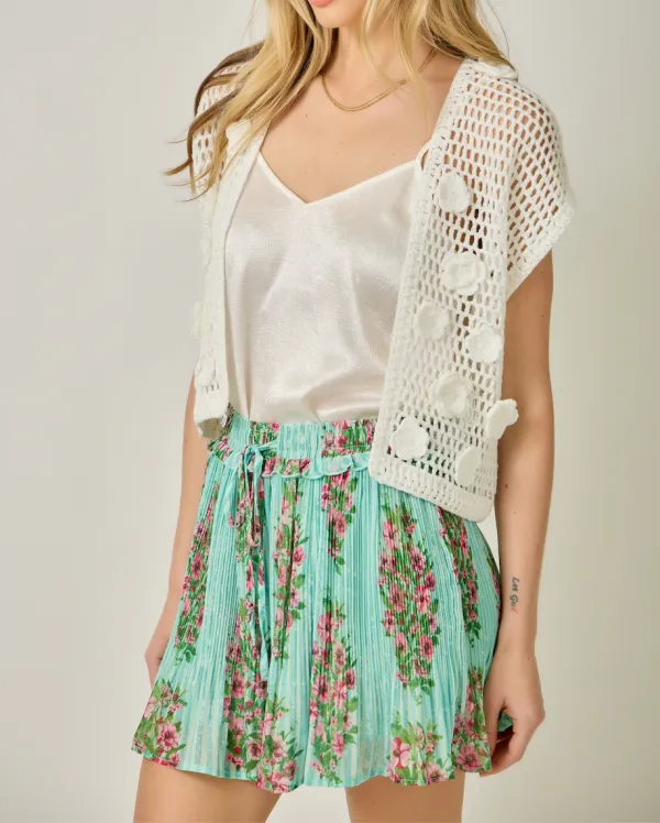 Crochet Floral Open Front Cardigan