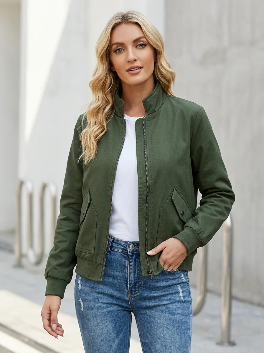 Utility Bomber Minimal Women's Casual Jacket