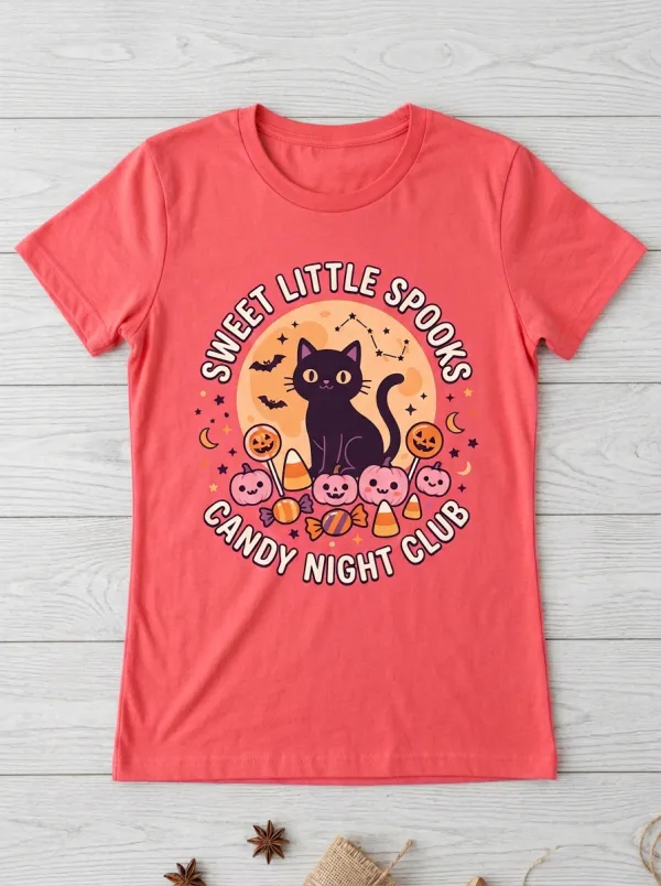 Cat Cat Candy Halloween Graphic T-Shirt