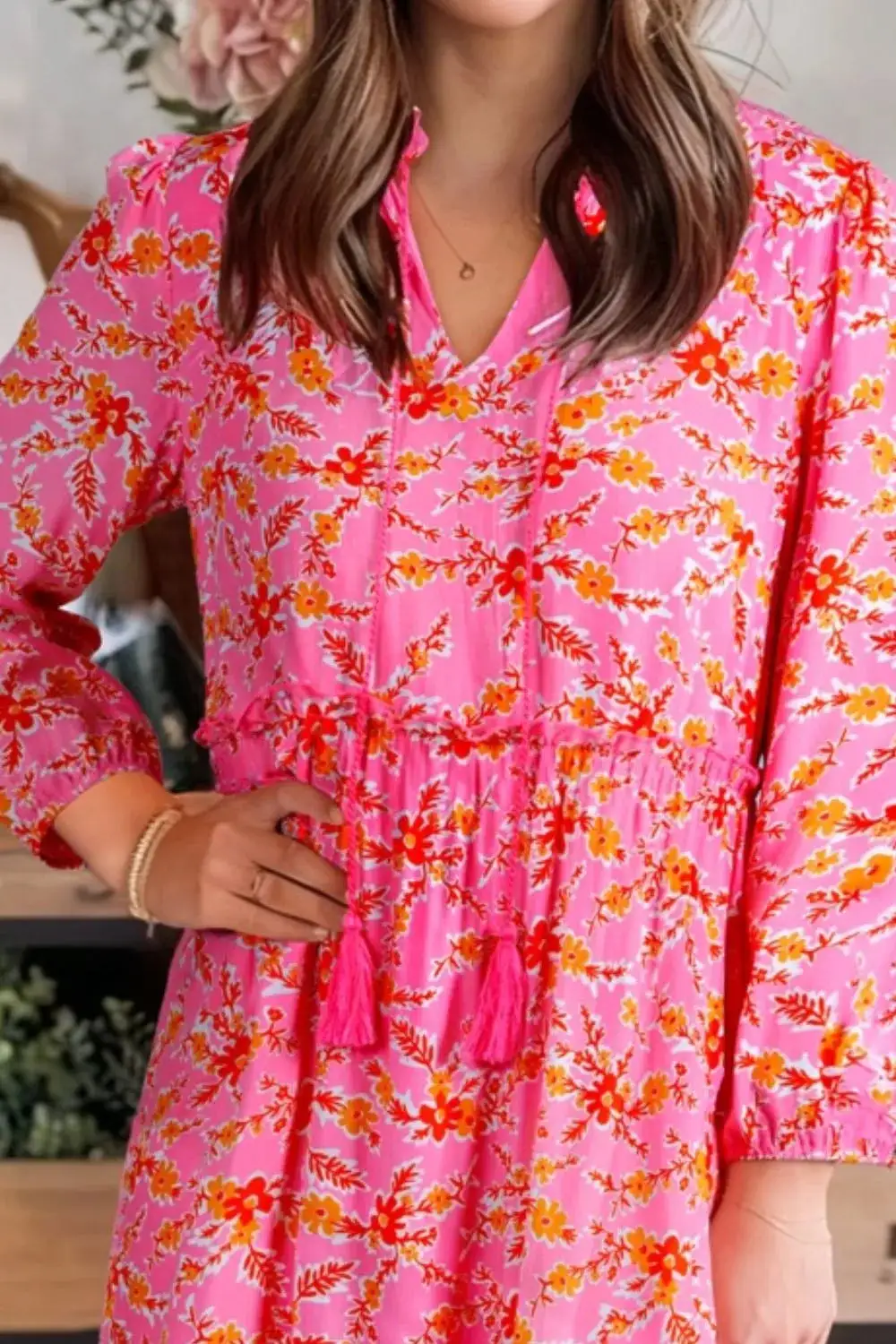 Tie Neck Midi Dress