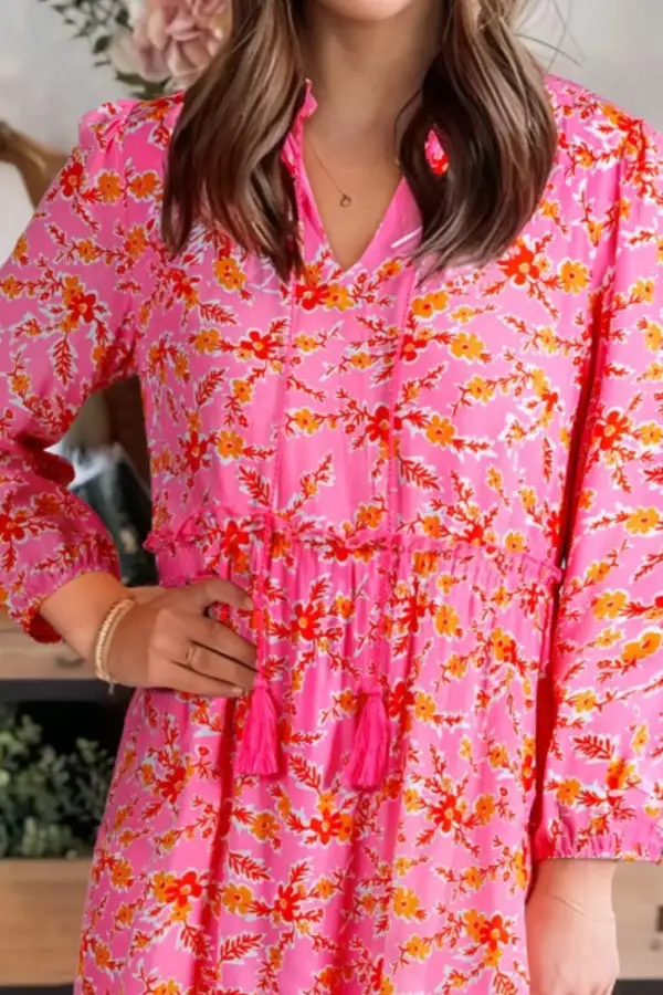 Tie Neck Midi Dress
