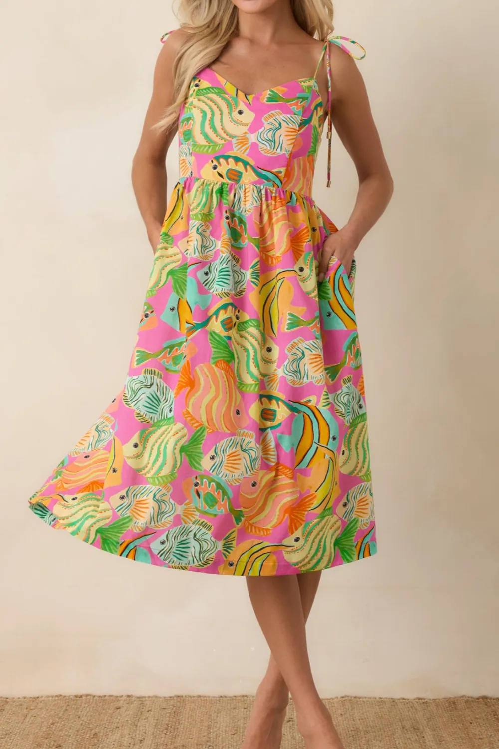 Fish Pattern Midi Dress