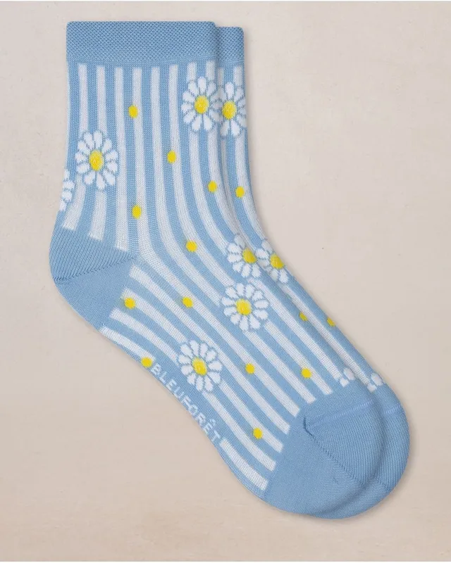 Navy Snowflake Cotton Ribbed Socks