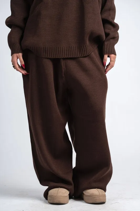 Brown Relaxed Knit Lounge Pants