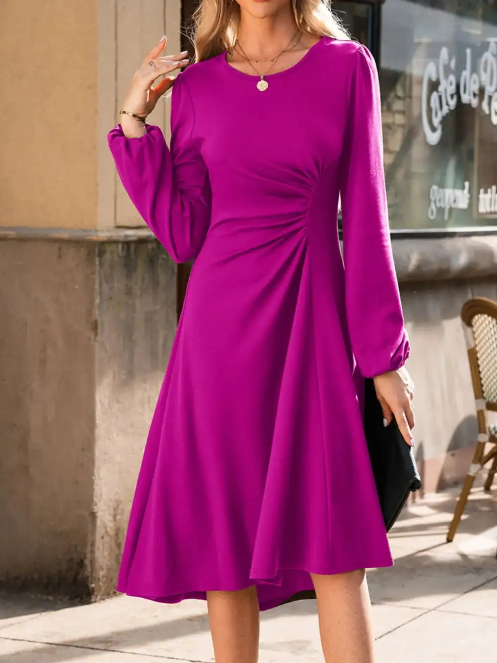 Classic Long Sleeve Midi Dress