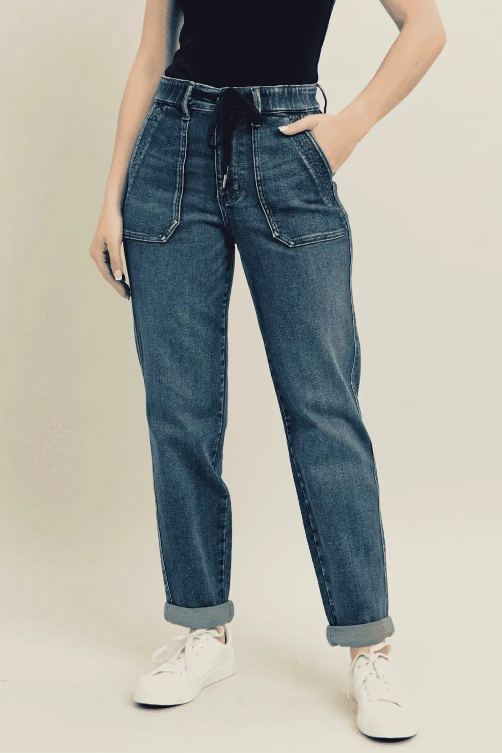 Classic Drawstring Denim Jeans
