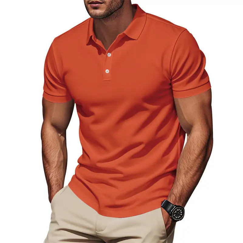 Pique Button Placket Short Sleeve Polo Shirt
