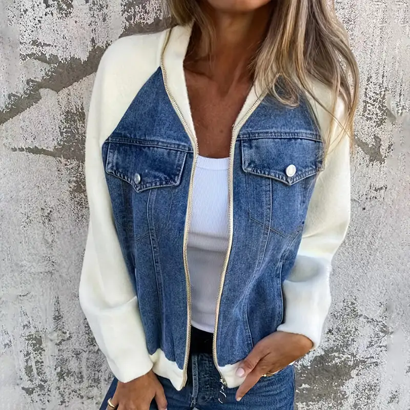 Patchwork Denim Zip Jacket
