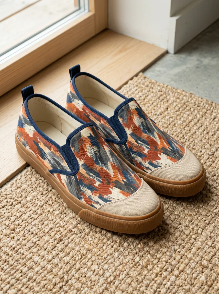 Men's Urban Abstract Brushstroke Pattern Patterned Canvas Shoes